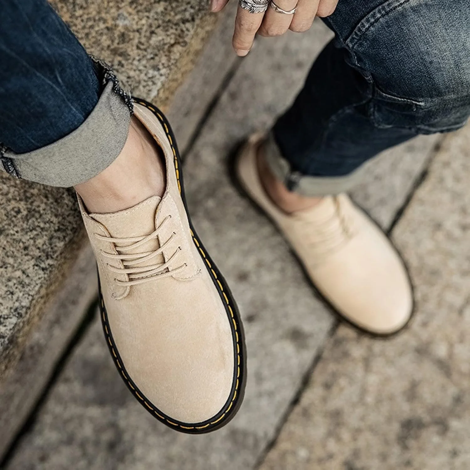 کفش های مردانه تابستانی HODORE، کفش های چرمی سر بزرگ مردانه، کفش های غیر رسمی، کفش های کتانی مد روز مردانه (رنگ: قهوه ای، سایز: 10-آمریکا)