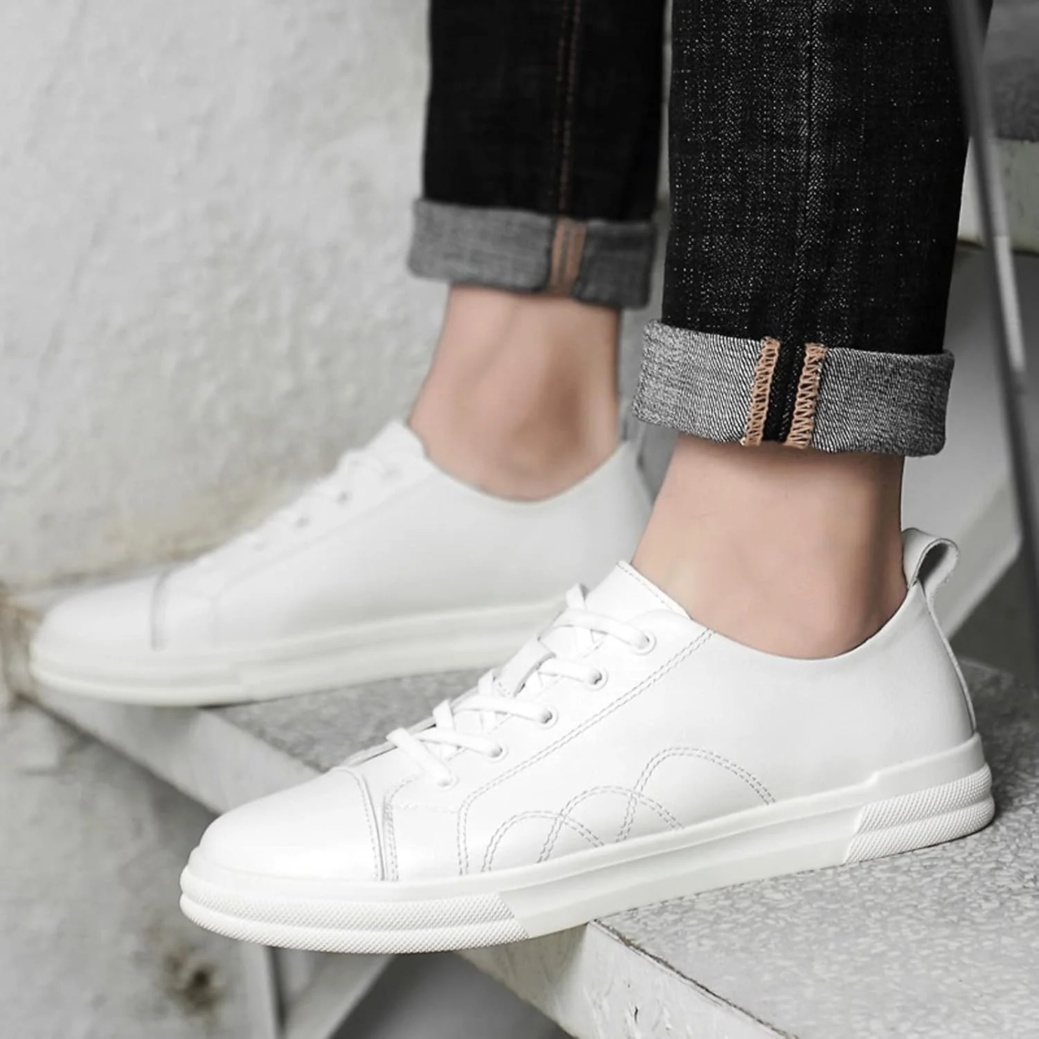 کفش های مردانه تابستانی HODORE، کفش های کتانی مردانه، کفش های سفید همه کاره، کفش های تخته گاه مردانه، کفش های کتانی چرمی مد روز (رنگ: Hortel، سایز: 10-US)