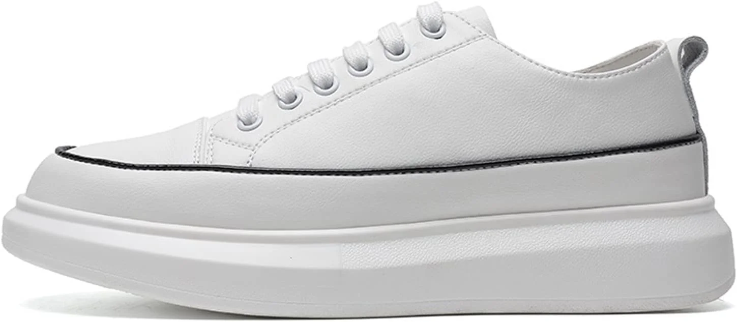 کفش های تابستانی مردانه HODORE، کفش های کتانی مردانه چرم اصل، کفش های غیر رسمی مردانه، کفش های سفید مد روز چرم گاوی (سایز: 8-US)