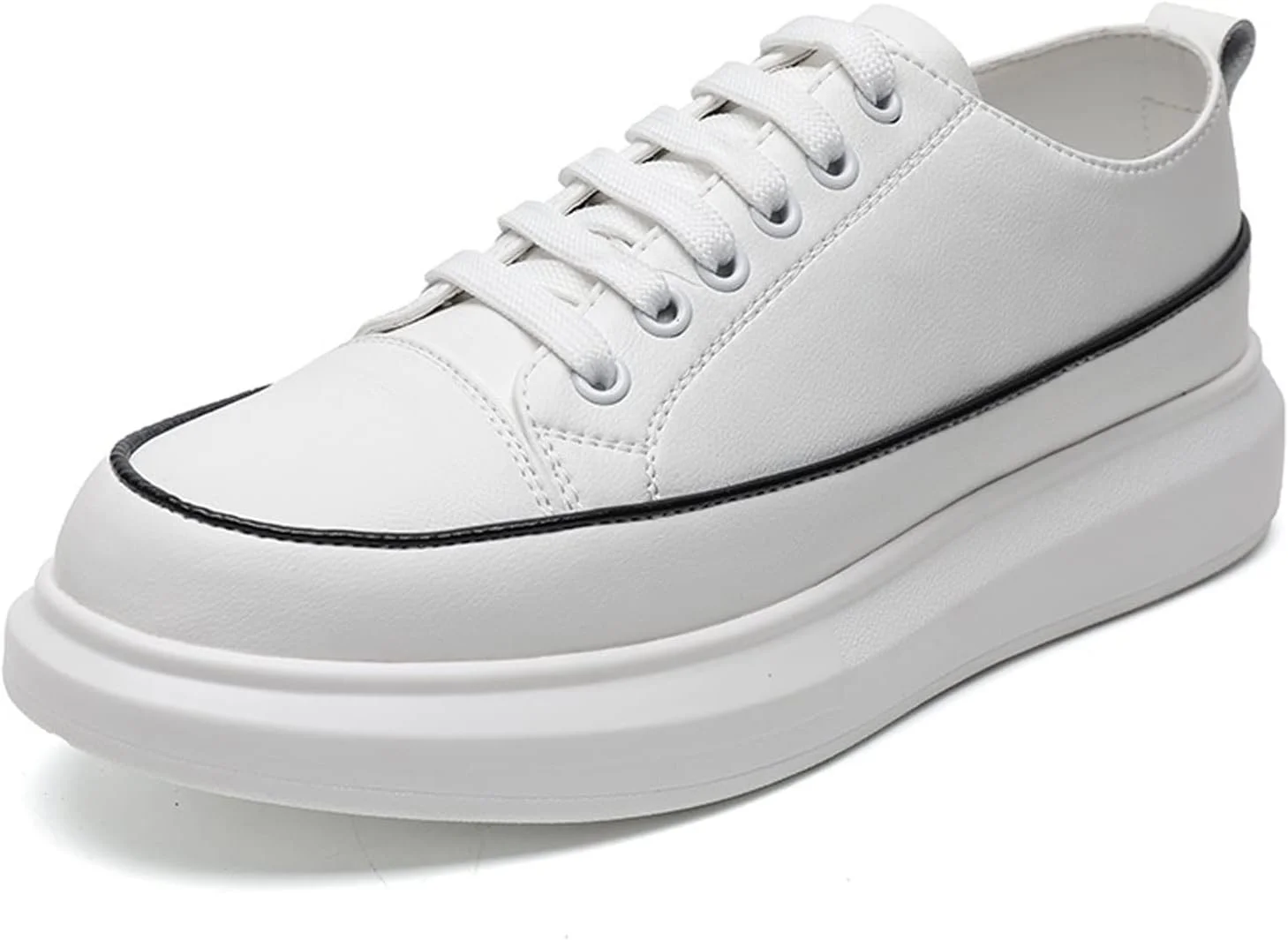 کفش های تابستانی مردانه HODORE، کفش های کتانی مردانه چرم اصل، کفش های غیر رسمی مردانه، کفش های سفید مد روز چرم گاوی (سایز: 8-US)