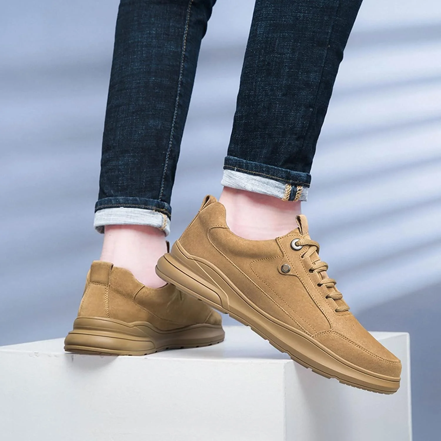 کفش های تابستانی مردانه HODORE، کفش های کتانی غیررسمی مردانه، کفش های تخت مردانه، کفش های کتانی چرمی اصل مردانه، کفش های پیاده روی مد روز (رنگ: خاکستری، سایز: 10-US)