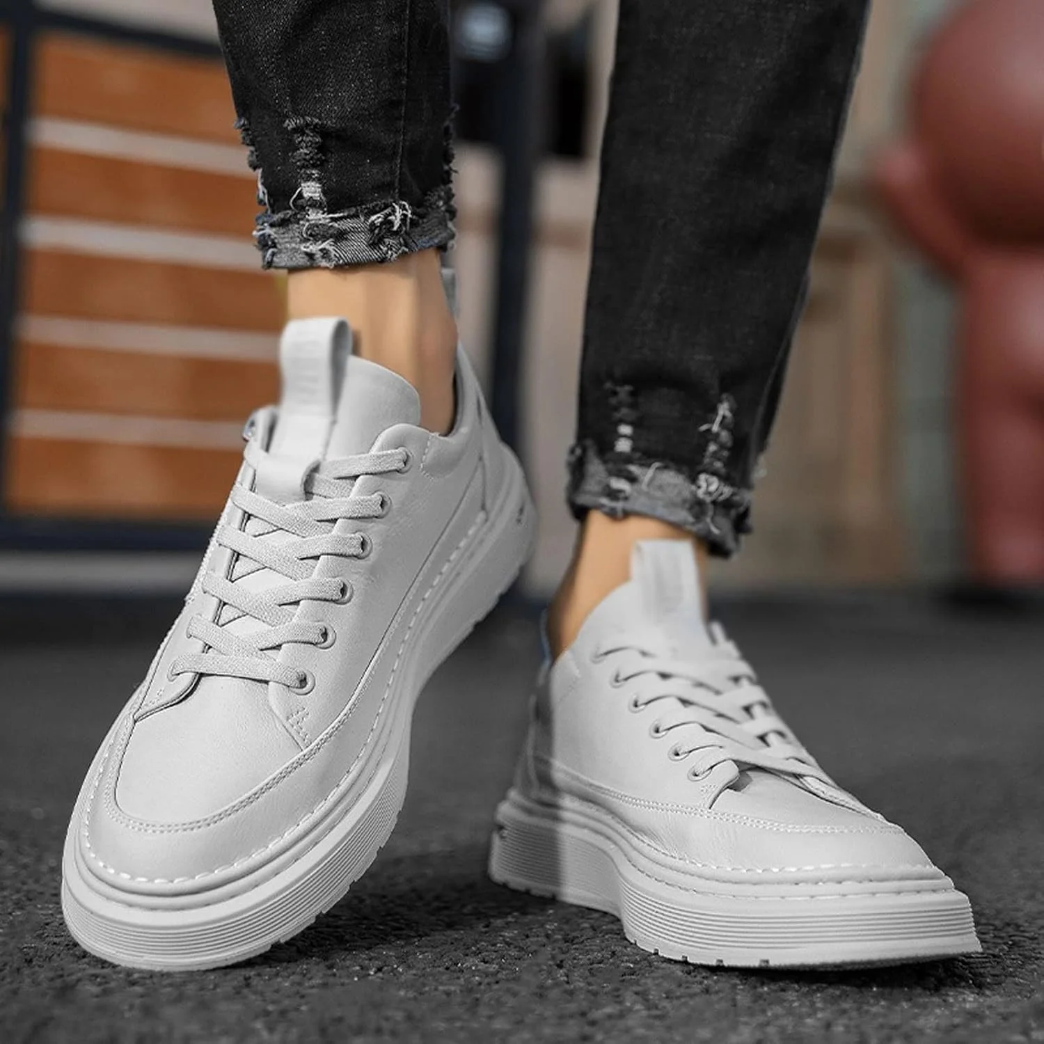 کفش مردانه تابستانی HODORE، کفش‌های کتانی تخت چرمی مردانه، کفش‌های غیررسمی مردانه، کفش‌های دانشجویی مد روز، ورزشی مشکی (رنگ: Hortel، سایز: 10-US)