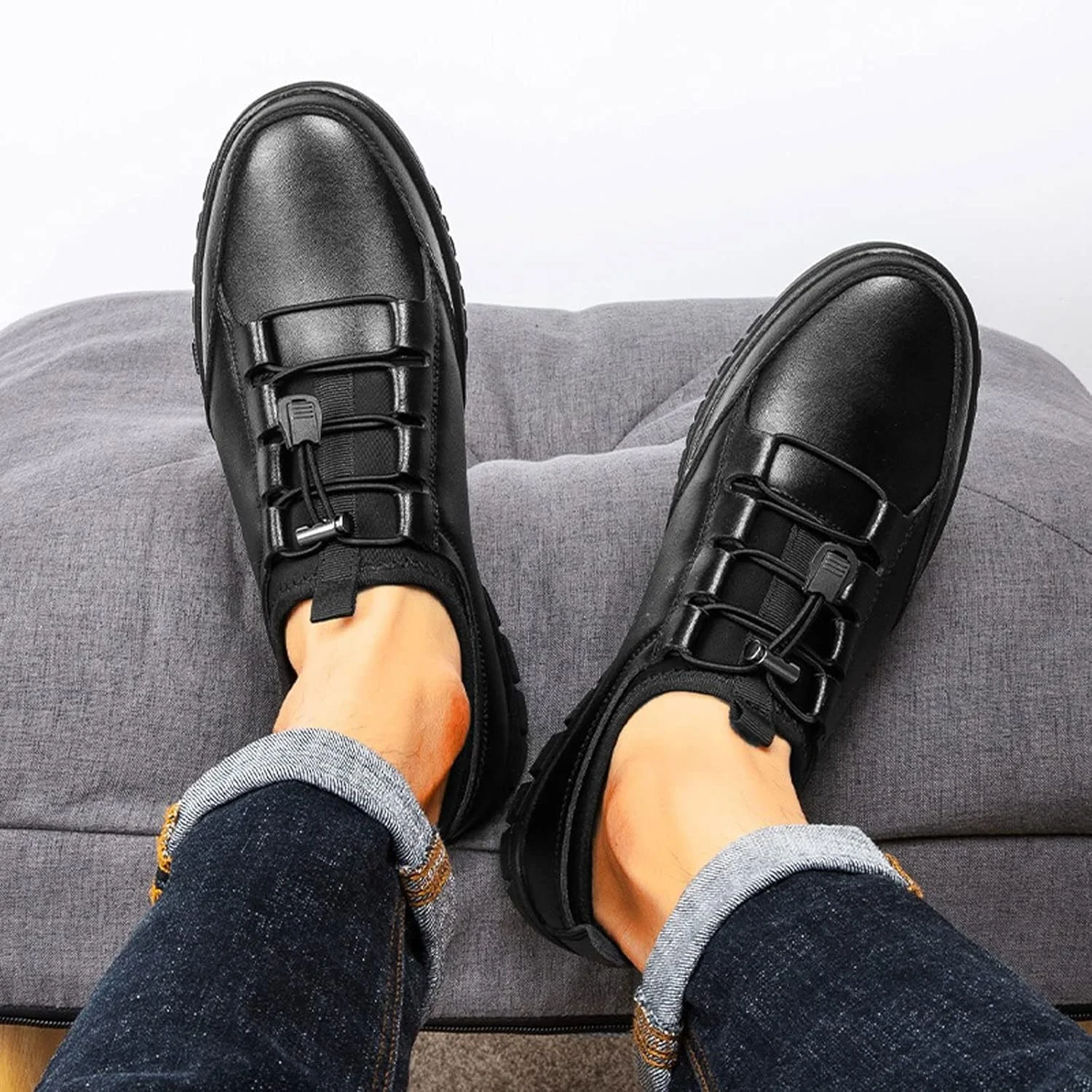 کفش های مردانه تابستانی HODORE، کفش های کتانی چرمی مردانه بند دار، تنفس پذیر، نرم، مناسب فصل پاییز، کفش های تخت غیر رسمی، سبک ساده مشکی، کفش های کتانی مد روز (رنگ: Hortel، سایز: 7.5-US)