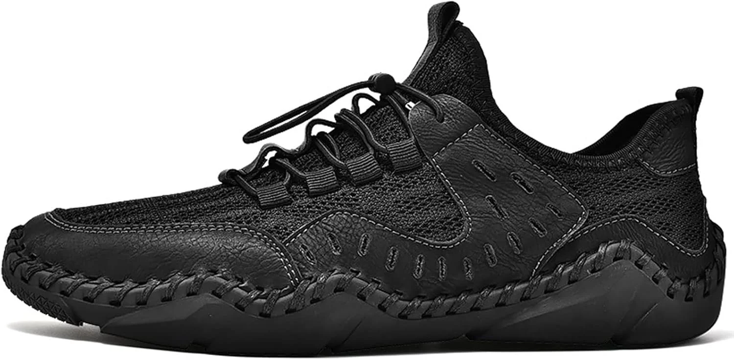 کفش های مجلسی مردانه تابستانی HODORE، چرم گاوی دست ساز، توری تنفسی، مناسب چهار فصل، کفش کتانی بند دار مردانه (رنگ: Hortel، سایز: 9-US)