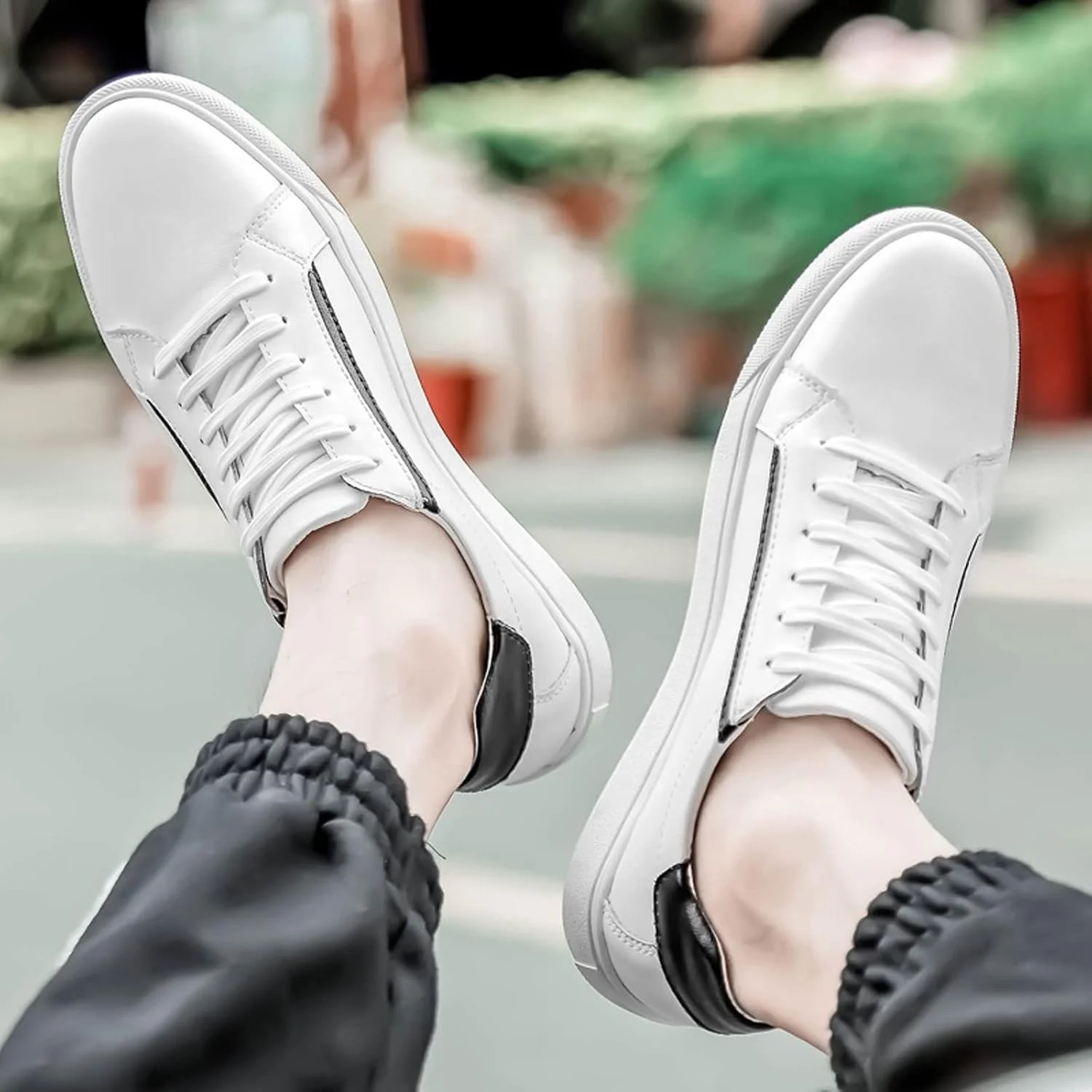 کفش های مردانه تابستانی HODORE، کفش های تخت غیر رسمی مردانه، کفش های کتانی سفید راحت، کفش های مردانه بهاره، کفش پیاده روی ضد لغزش (رنگ: Hortel، سایز: 8-US)