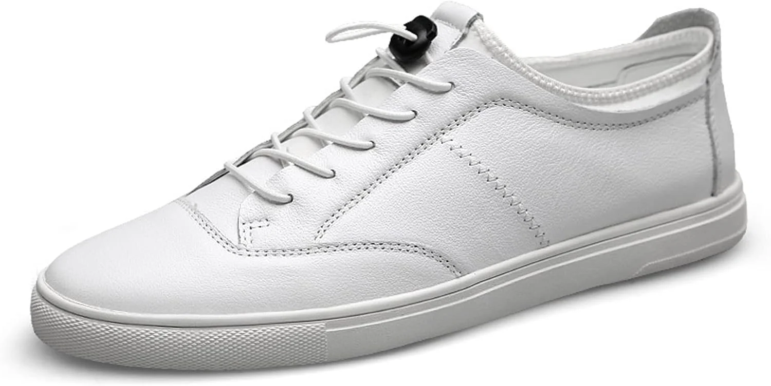 کفش های مردانه تابستانی HODORE، کفش های آکسفورد مردانه راحت، کفش های مردانه غیر رسمی، کفش های مردانه چرم جیر، کفش های کتانی مد (رنگ: سفید، سایز: 8-US)