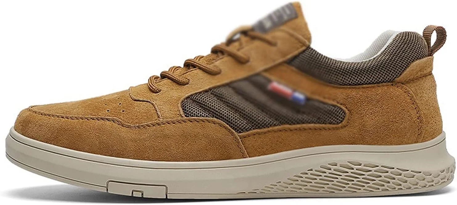 کفش های رسمی مردانه HBEIDAHUANG، کفش های غیر رسمی مردانه، کفش های کتانی خاکی مردانه، کفش های پیاده روی ساق کوتاه مردانه، کفش های کتانی چرمی مردانه (رنگ: بژ، سایز: 9.5-US)