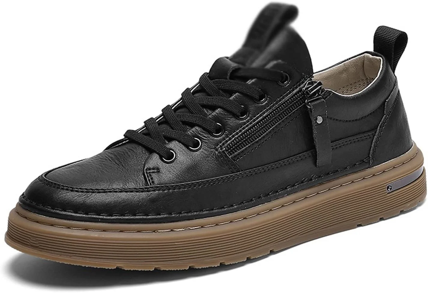 کفش های رسمی مردانه HBEIDAHUANG، کفش های کتانی تخت چرمی مردانه، کفش های مردانه غیر رسمی، کفش های دانشجویی مد روز، ورزشی مشکی مردانه (رنگ: Hortel، سایز: 10-US)