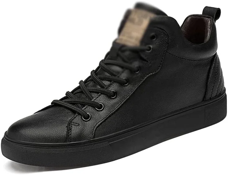 کفش های رسمی مردانه HBEIDAHUANG، کفش های روزمره مردانه، کفش های تخت چرمی گاوی، کفش های بند دار، کتانی های ساق کوتاه، کفش های تخت مد روز، کتانی های مشکی (رنگ: Hortel، سایز: 10 US)