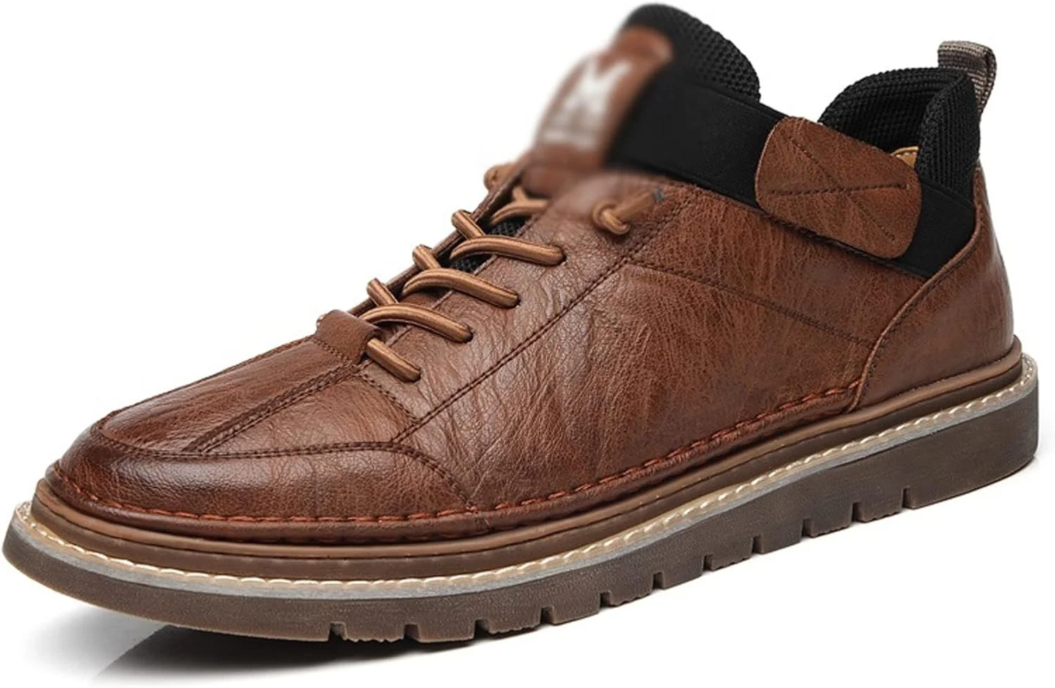 کفش های مجلسی مردانه HBEIDAHUANG، کفش های کتانی مردانه چرم مد روز، کفش های غیر رسمی مردانه پاییزی با زیره لاستیکی نرم، کفش های تخت مردانه مشکی (رنگ: قهوه ای، سایز: 9-آمریکا)