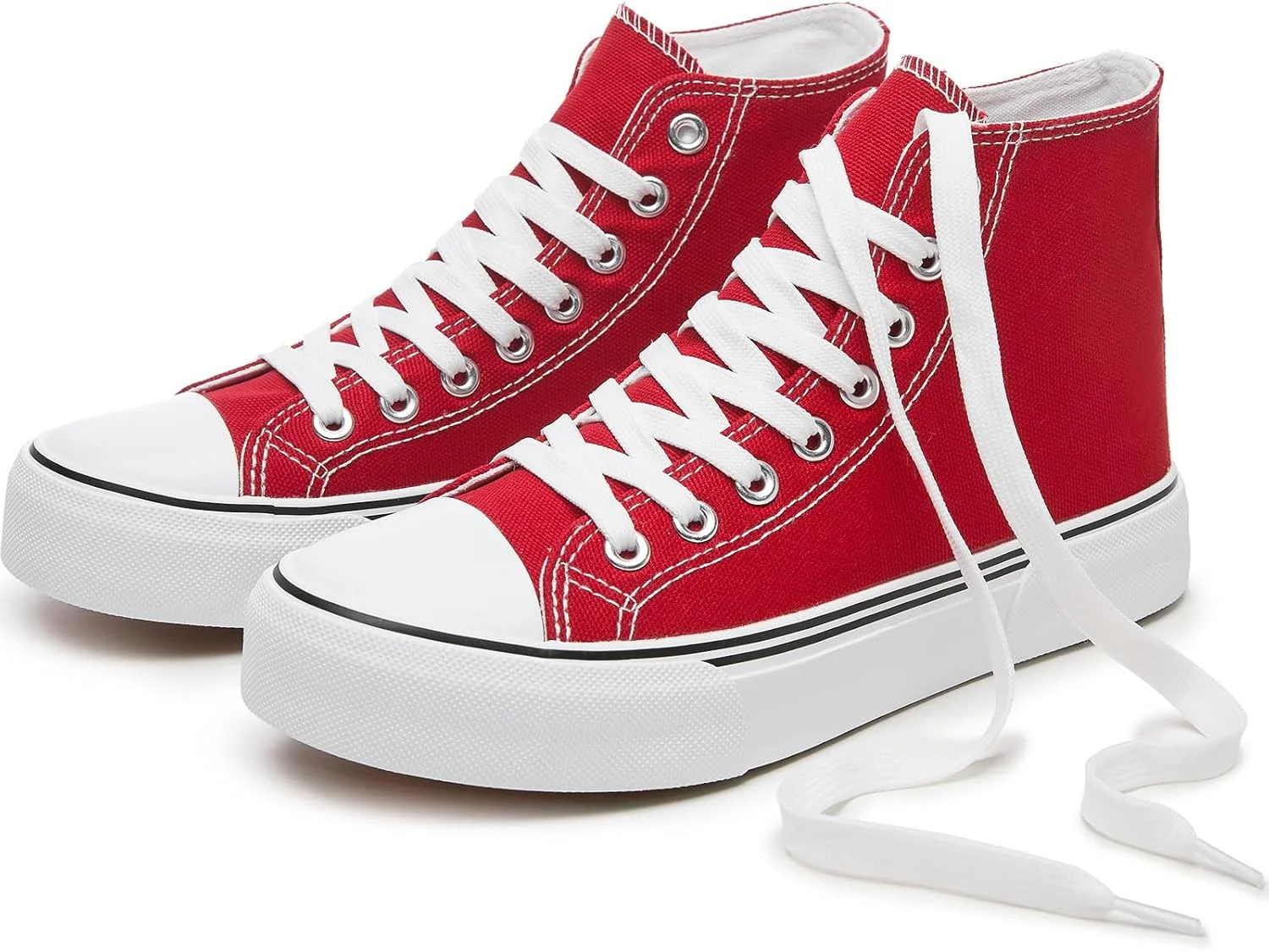 هاش بابی کفش‌های کتانی ساق بلند یونی‌سکس، کفش‌های کلاسیک ساق بلند زنانه، کفش‌های تنیس کژوال مردانه (مشکی، US5.5W/US3.5M)