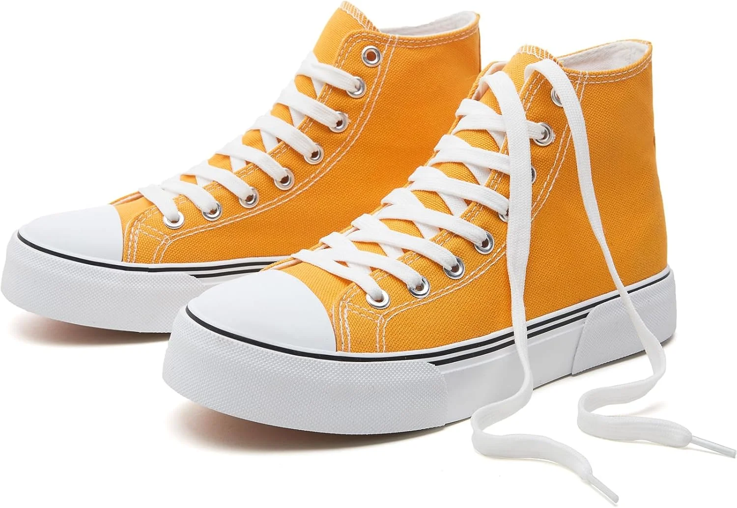 کفش کتانی ساق بلند فشن طرح هاش بابی، کفش های بوم کلاسیک ساق بلند زنانه، کفش های تنیس غیر رسمی برای مردان (زرد، US8.5W/US6.5M)