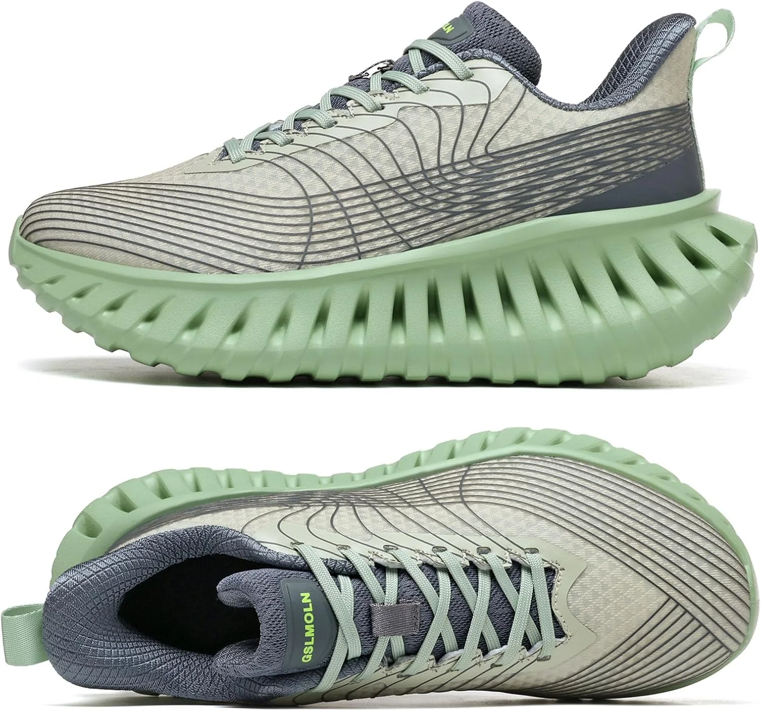 کفش پیاده روی مردانه GSLMOLN، کفش های غیر رسمی تنفسی و سبک وزن برای تمرینات و باشگاه، کفش های مردانه انعطاف پذیر و نرم، کفش های ورزشی مد روز، سبز، سایز 12.5