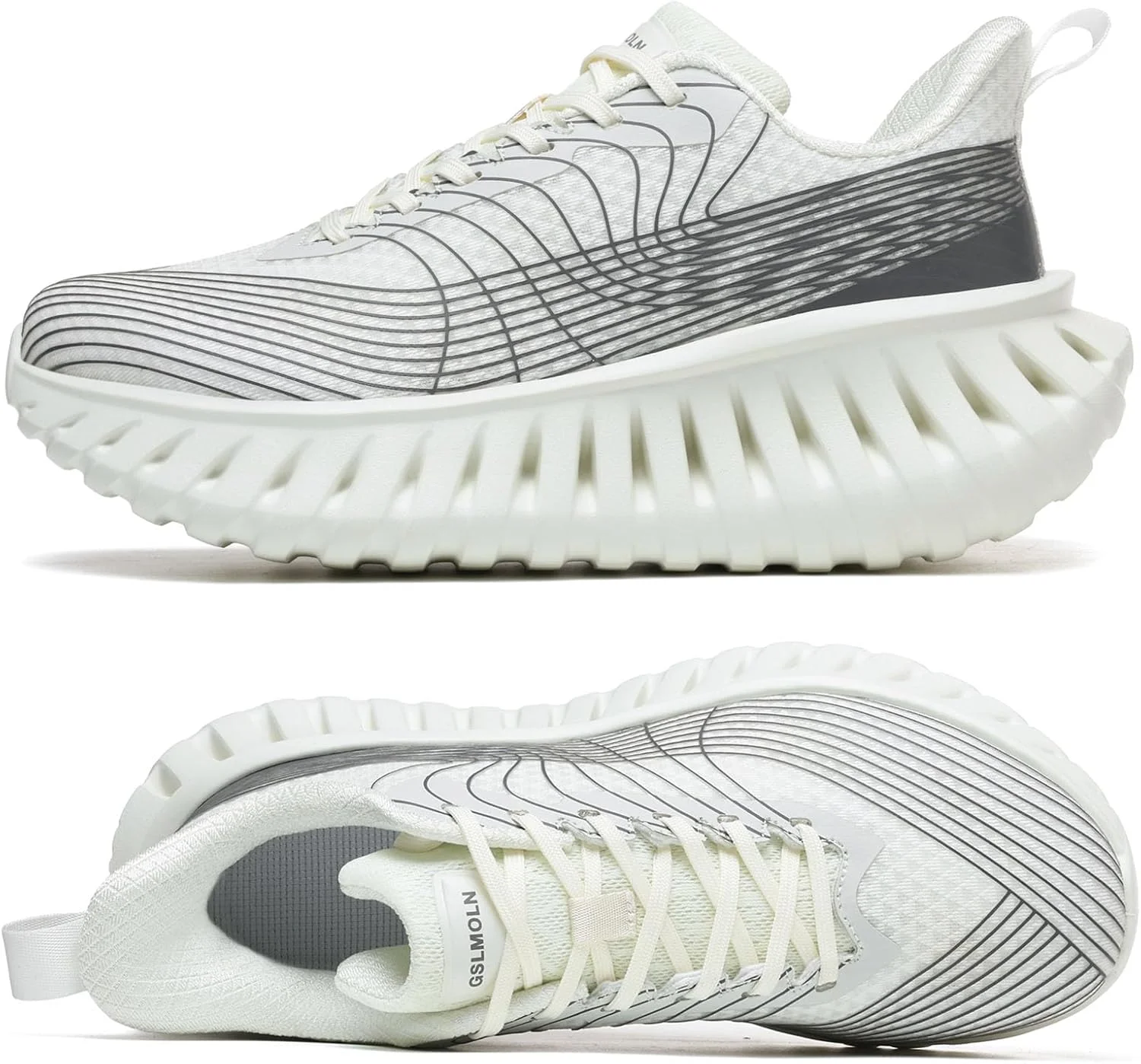 کفش پیاده روی مردانه GSLMOLN، کفش های غیر رسمی تنفسی و سبک وزن برای تمرینات و باشگاه، کفش های مردانه انعطاف پذیر و نرم، کفش های کتانی مد روز، سفید، سایز 12.5