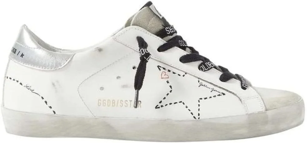 کفش های کتانی مردانه گلدن گوس، طرح گرافیتی، چرم، زیره ضد لغزش، مناسب پیاده روی، بند دار و غیر رسمی