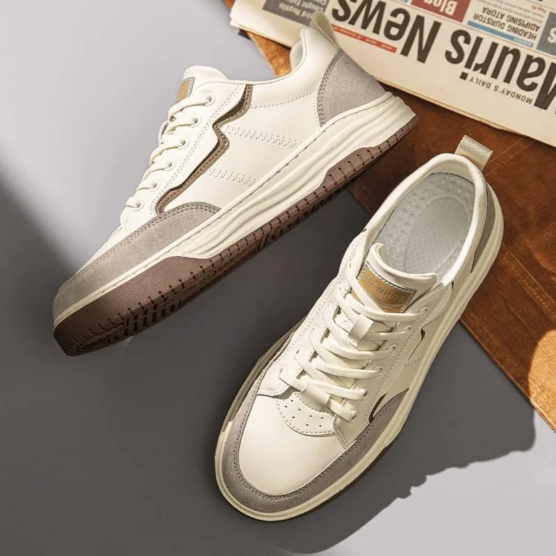 کفش های چرمی مردانه مد روز، کفش های کتانی مردانه بند دار، ترند جدید کفش های فضای باز، مد بریتانیایی مردانه، کفش های اسکیت کلاسیک یکپارچهسازی با سیستمعامل (بژ، 40)