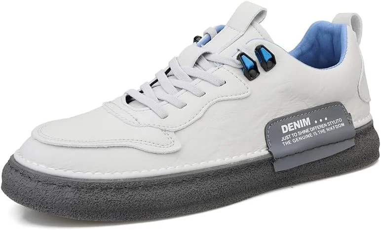 کفش مردانه چرمی مد روز، کفش های سفید کلاسیک بند دار، کفش های کتانی لوکس برند، کفش های طراح (خاکستری، 44)