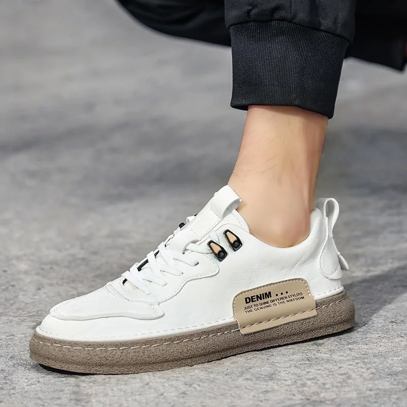 کفش مردانه چرمی مد روز، کفش های سفید کلاسیک بند دار، کفش های کتانی لوکس برند، کفش های طراح (خاکستری، 44)