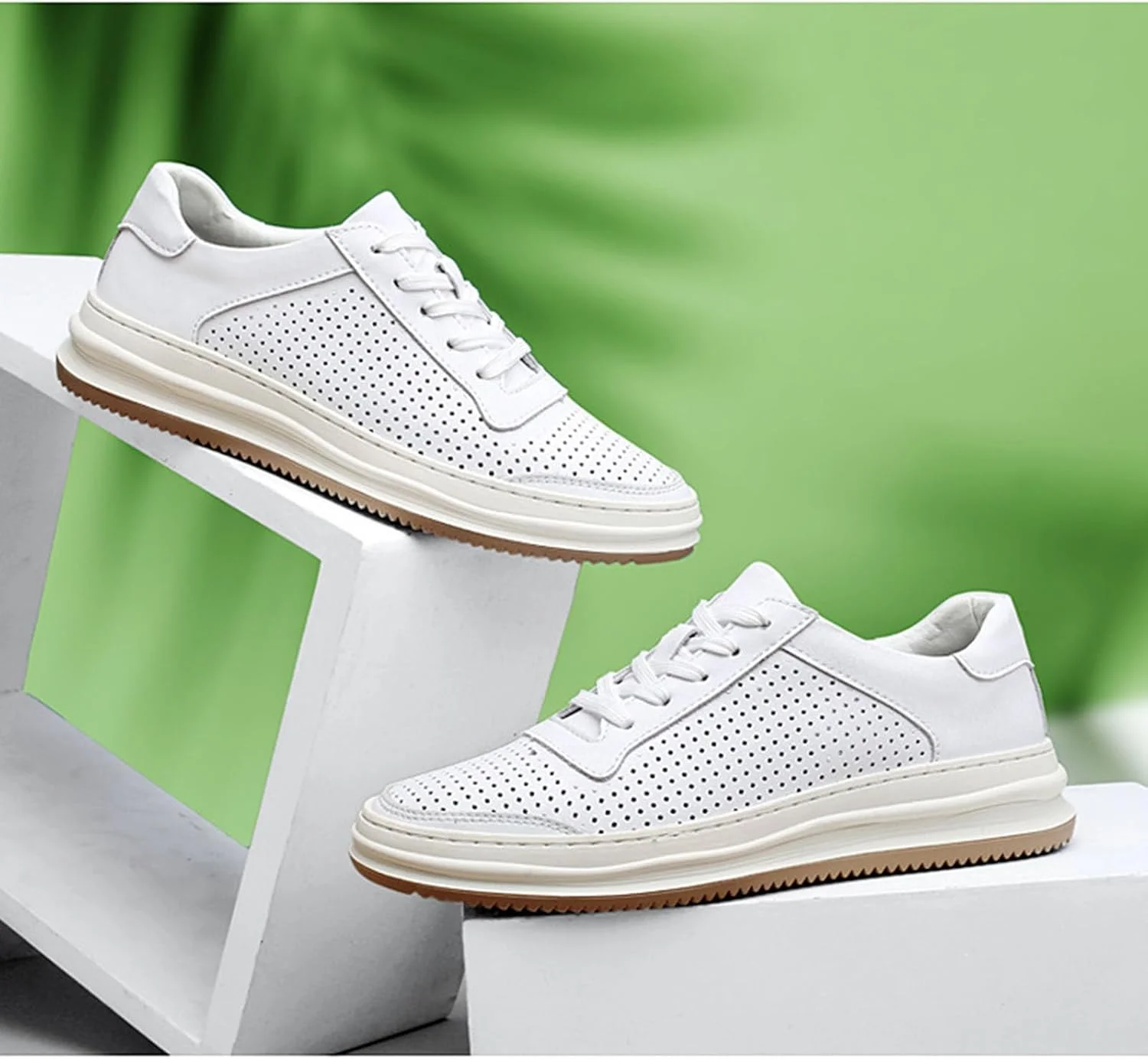 کفش‌های کتانی آکسفورد چرمی مردانه، طراحی کلاسیک، نرم، بند دار، ضد لغزش، راحت، مناسب پیاده روی، دارای پشتیبانی از قوس پا، سفید-b، سایز 8.5