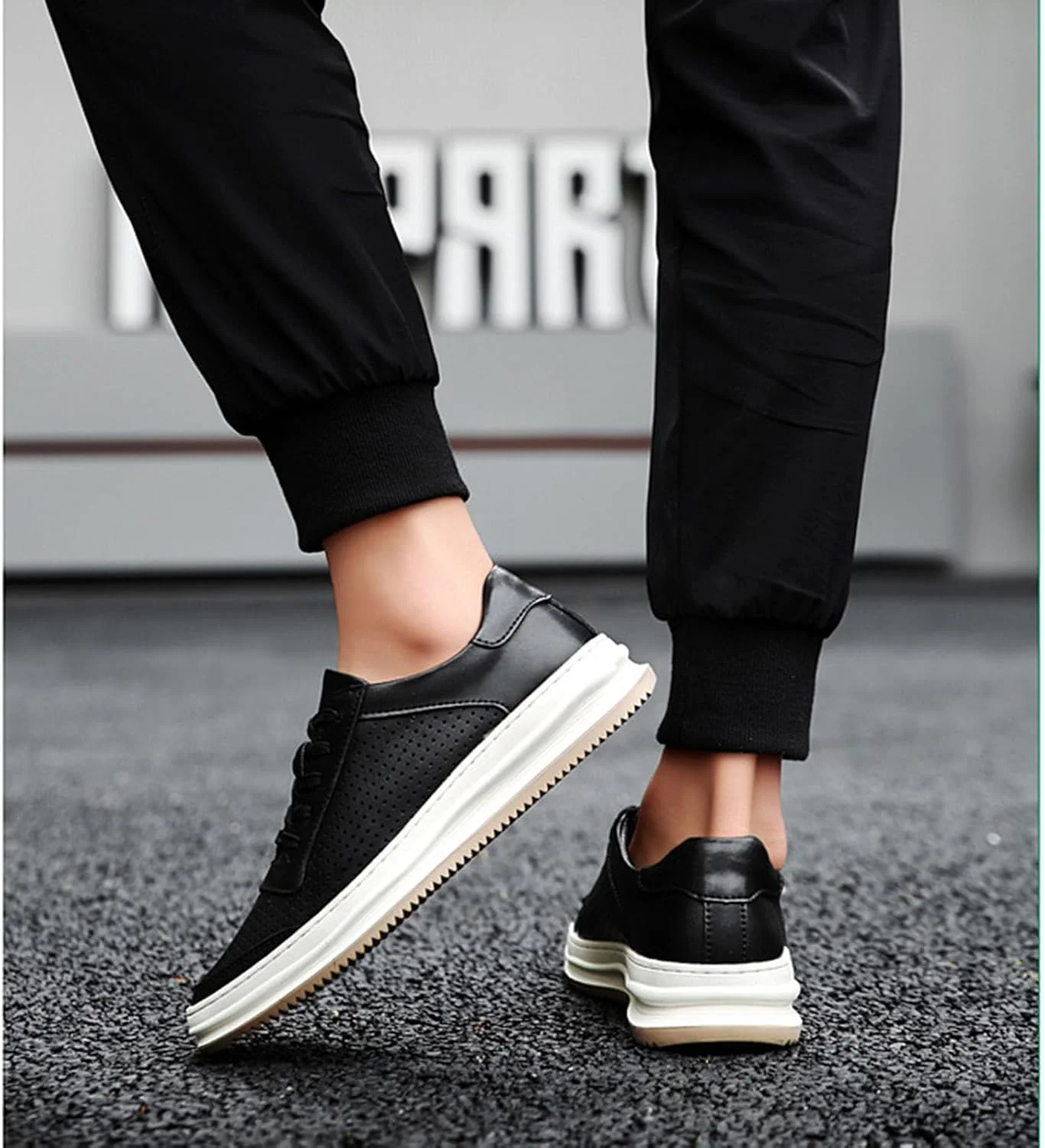 کفش‌های کتانی آکسفورد چرمی مردانه، طراحی کلاسیک، بنددار نرم، ضد لغزش، راحت، کفش‌های پیاده‌روی چرمی با پشتیبانی از قوس پا، مشکی-a، سایز 9