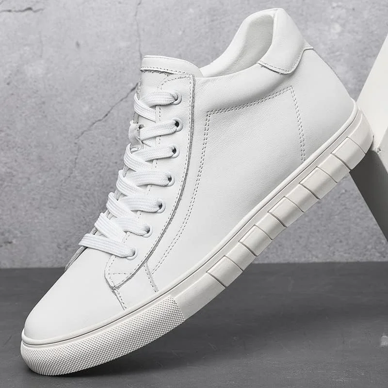 کفش بوت مردانه ساق بلند، کفش های روزمره سفید تنفسی مد روز، کفش های ورزشی مقاوم در برابر سایش کلاسیک (سفید، 37)