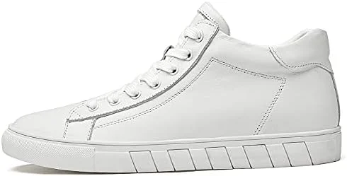 کفش بوت مردانه ساق بلند، کفش های روزمره سفید تنفسی مد روز، کفش های ورزشی مقاوم در برابر سایش کلاسیک (سفید، 37)