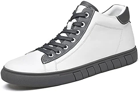 کفش بوت مردانه ساق بلند، کفش های روزمره سفید تنفسی مد روز، کفش های ورزشی مقاوم در برابر سایش کلاسیک (سفید، 37)
