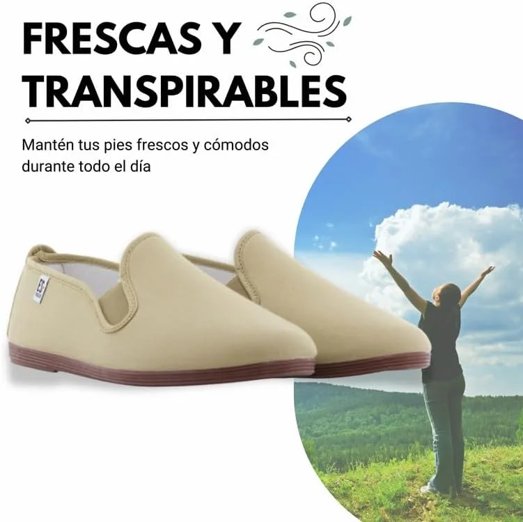 کفش کلاسیک کونگ فو escoolers e55! سبک و راحت، ساخته شده از کرباس با زیره انعطاف پذیر و ضد لغزش. همچنین به عنوان کفش کمپینگ یا دمپایی چینی نیز شناخته می شود. ایده آل برای استفاده در تایچی یا کاراته و همچنین تمرین هنرهای رزمی، ورزش های داخل سالن، کمپینگ، رقص یا فقط برای استفاده در منزل. طیف گسترده ای از سایزها، حتی برای کوچکترین افراد در خانه. محصول با کیفیت ملی، ساخت اسپانیا با بهترین مواد.