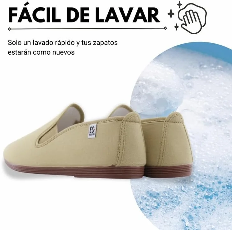 کفش کلاسیک کونگ فو escoolers e55! سبک و راحت، ساخته شده از کرباس با زیره انعطاف پذیر و ضد لغزش. همچنین به عنوان کفش کمپینگ یا دمپایی چینی نیز شناخته می شود. ایده آل برای استفاده در تایچی یا کاراته و همچنین تمرین هنرهای رزمی، ورزش های داخل سالن، کمپینگ، رقص یا فقط برای استفاده در منزل. طیف گسترده ای از سایزها، حتی برای کوچکترین افراد در خانه. محصول با کیفیت ملی، ساخت اسپانیا با بهترین مواد.