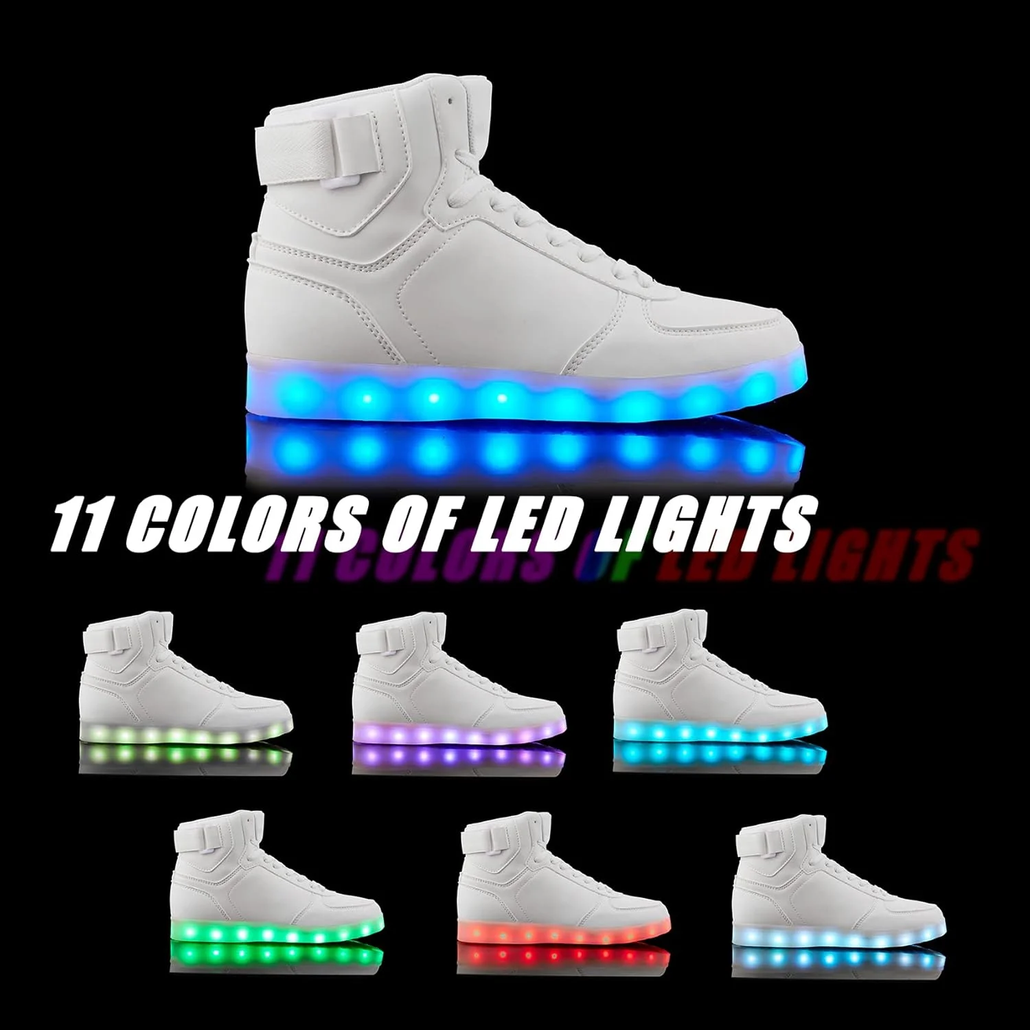 کفش‌های ال‌ای‌دی چراغ‌دار یونیسکس DIYJTS، کفش‌های کتانی ال‌ای‌دی ساق بلند مد روز، کفش‌های درخشان و نورانی قابل شارژ USB برای مردان، زنان و نوجوانان