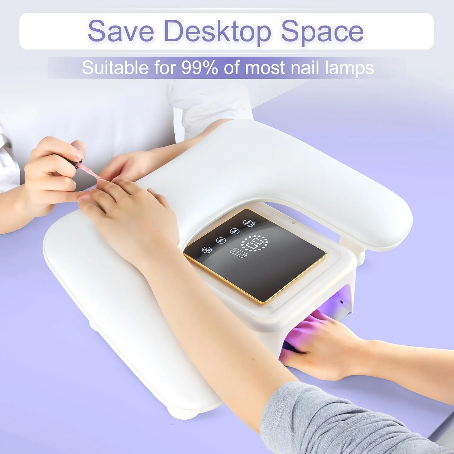 تکیه گاه دست Madenia برای تکنسین ناخن: پایه تکیه گاه ناخن چرمی PU با ارتفاع قابل تنظیم، بالش تکیه گاه دست مانیکور حرفه ای U شکل برای استفاده در سالن های ناخن اکریلیک و منزل، سفید