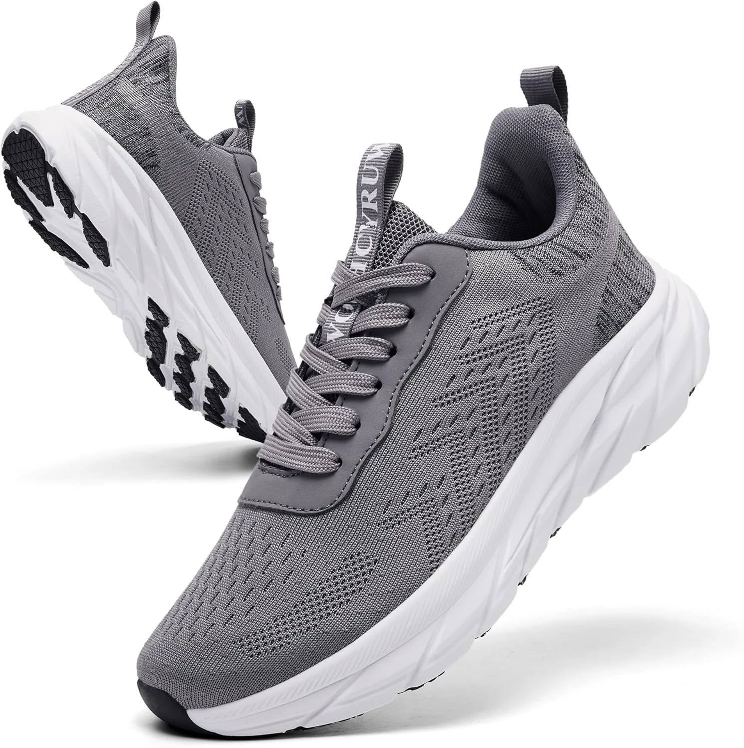 کفش مردانه CYRUWOSH، کفش های دویدن، کفش های ورزشی، کفش های پیاده روی، کفش های تنیس، کفش های اوقات فراغت، کفش های تناسب اندام توری تنفسی فضای باز، خاکستری، سایز 46 EU