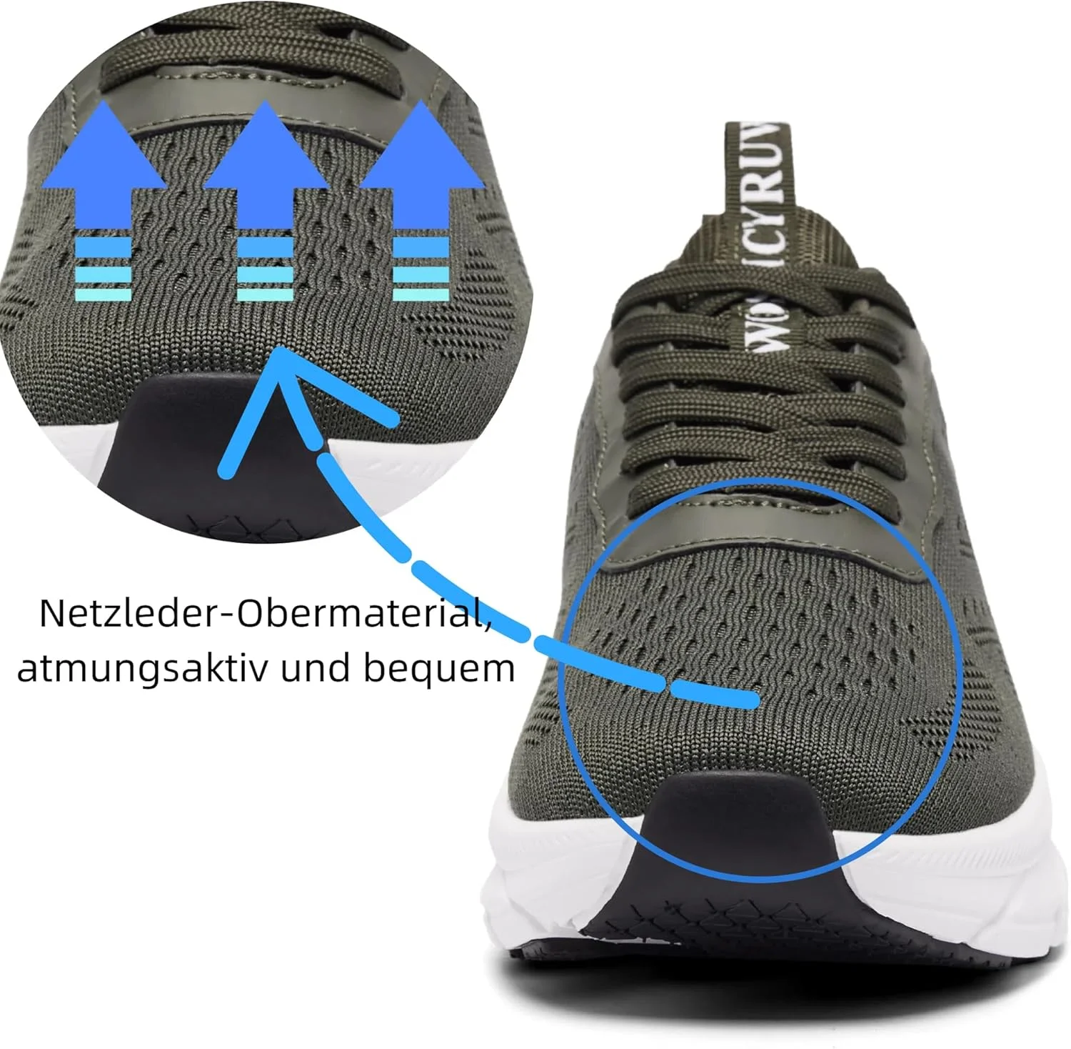 کفش ورزشی مردانه سایروش، کفش دویدن، کفش ورزشی، کفش پیاده روی، کفش تنیس، کفش اوقات فراغت، کفش ورزشی توری تنفسی فضای باز، سبز، سایز 41 اروپا