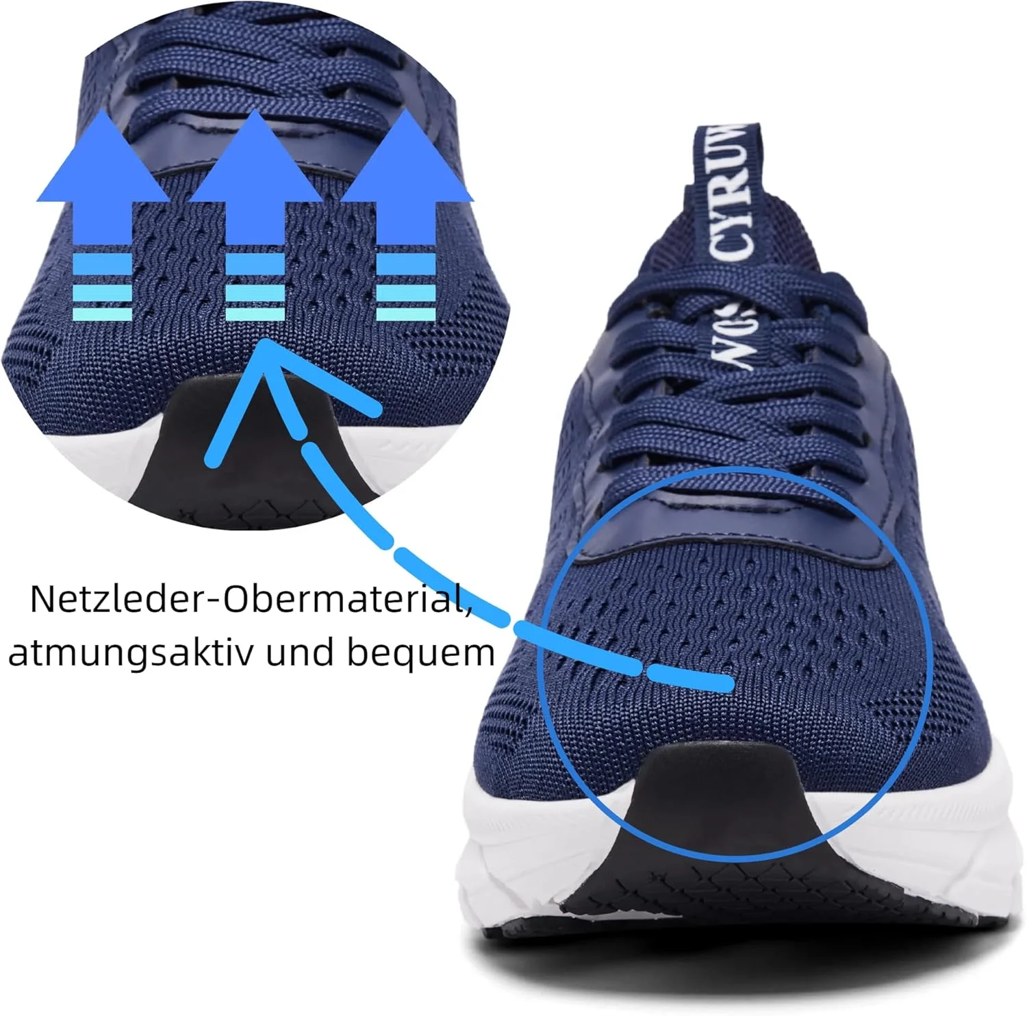 کفش ورزشی مردانه سایروش، کفش دویدن، کفش تمرین، کفش پیاده روی، کفش تنیس، کفش اوقات فراغت، کفش ورزشی توری تنفسی، آبی، سایز 40 اروپا