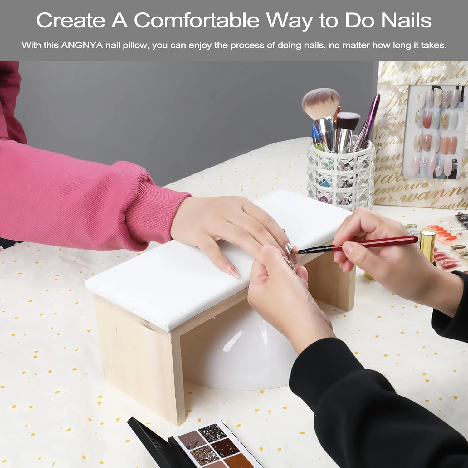 بالشتک زیر دستی ناخن، استند زیر دستی حرفه ای مانیکور با اسفنج نرم و چرم میکروفیبر، پایه چوبی محکم ضد لغزش، تکیه گاه بازو برای تکنسین های ناخن و لوازم سالن، سفید بالشتک زیر دستی ناخن، استند زیر دستی حرفه ای مانیکور با اسفنج نرم و چرم میکروفیبر، پایه چوبی محکم ضد لغزش، تکیه گاه بازو برای تکنسین های ناخن و لوازم سالن، سفید