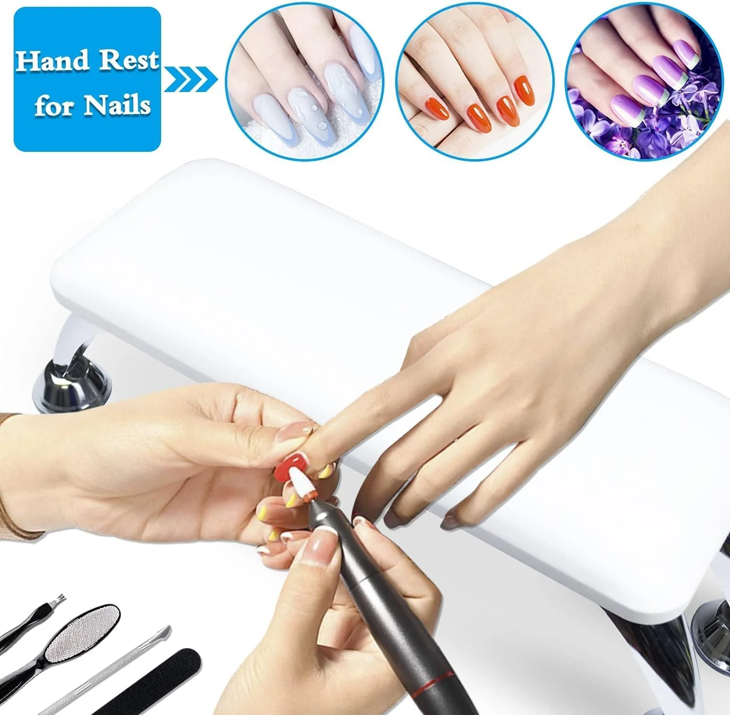 بالشتک استراحت دست ناخن برانسون، استراحتگاه دست چرمی میکروفیبر برای ناخن های دست و پا، بالشتک بالش دستی مانیکور پایه زیر دستی سالن برای طراحی ناخن سفید