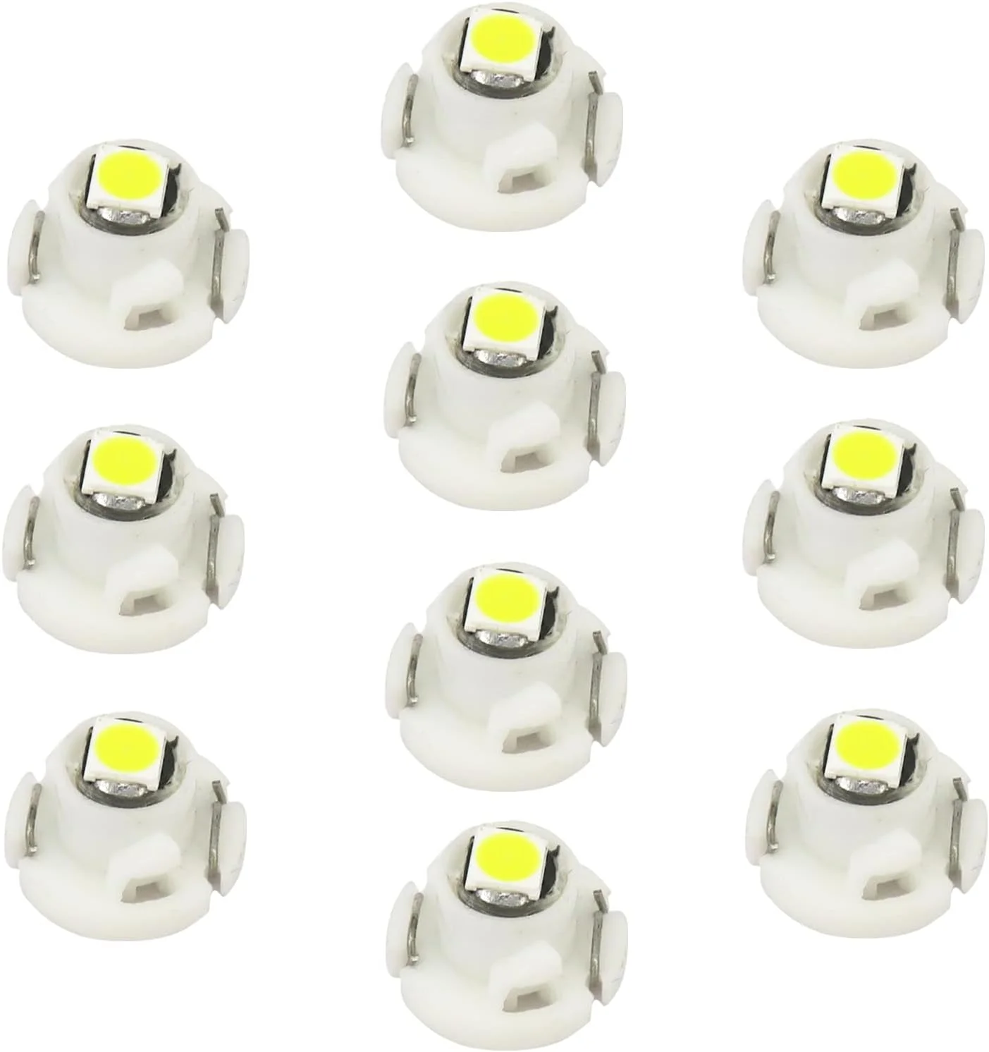 WLJH بسته 10 عددی لامپ LED سفید T4.2 نئو وج با چیپست 3030 و پایه 10 میلی‌متری، مناسب برای پنل کیلومتر خودرو، داشبورد، سیستم تهویه مطبوع، چراغ‌های کنترل دما، چراغ‌های نشانگر سوئیچ و جایگزینی چراغ‌های داخلی