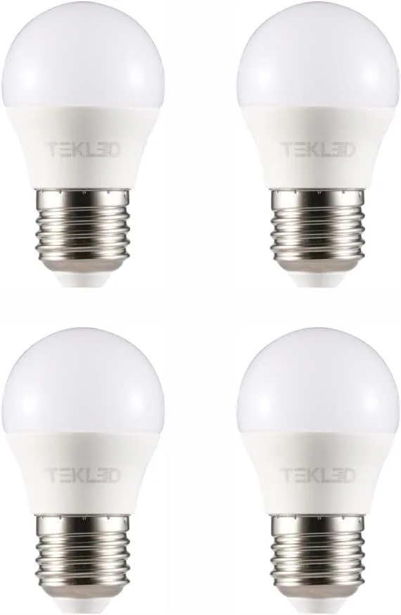 لامپ های LED توپی گلفی دیمر پذیر TEKLED® G45 | پایه ادیسونی E27 | لامپ کم مصرف 5 وات معادل لامپ رشته ای 40 وات | 2700K 400LM | بسته 4 عددی | سفید گرم
