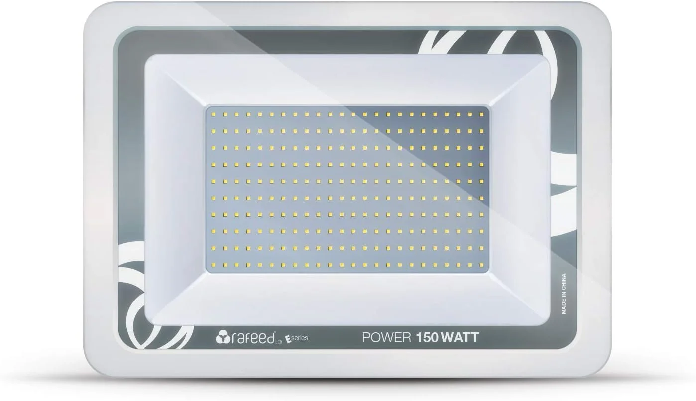 چراغ LED پروژکتوری رَفید 150 وات 6500 کلوین | 12997 لومن | طول عمر 30000 ساعت | اندازه: 338 x 232 x 38 میلی متر