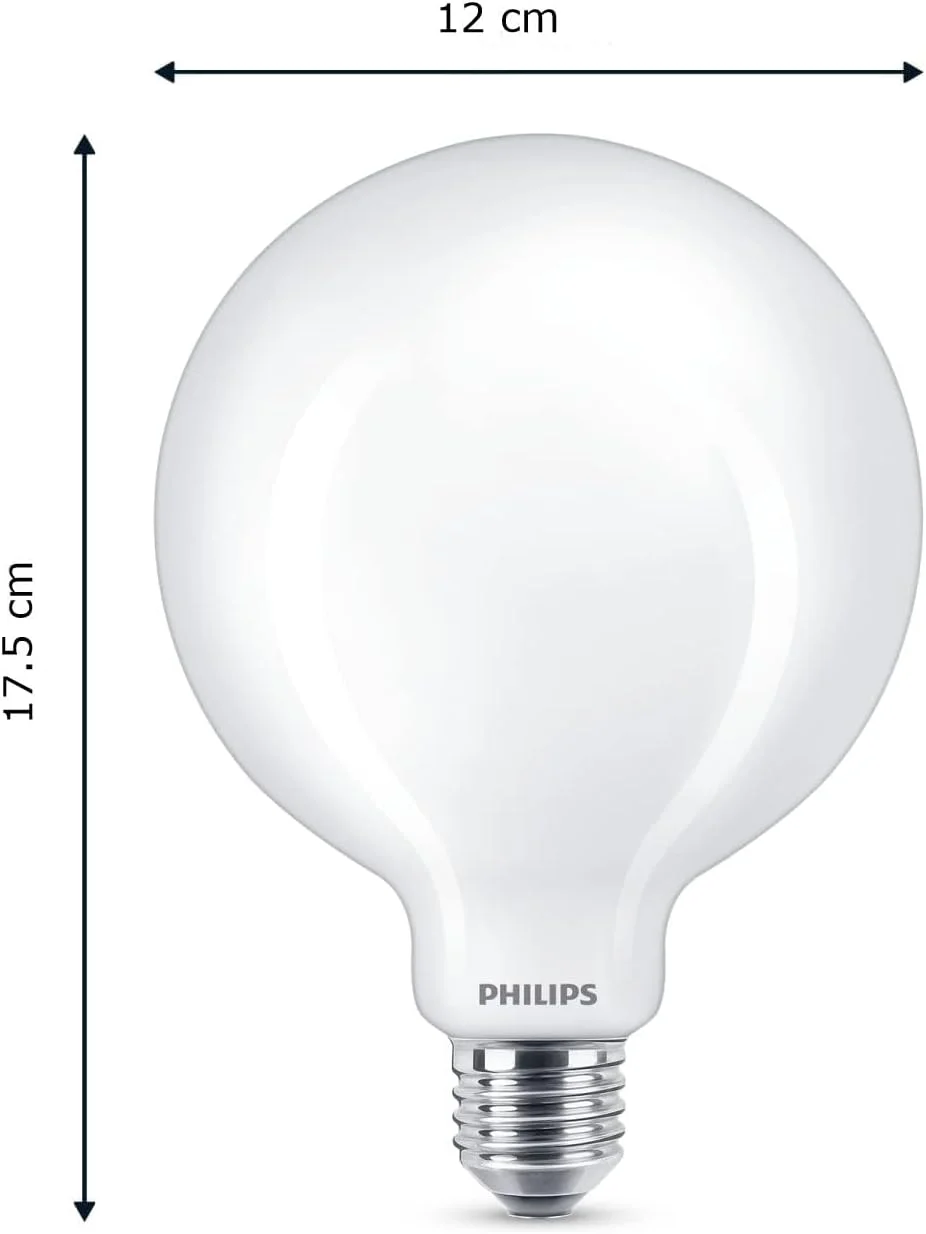 لامپ ال ای دی فیلیپس مدل Premium Frosted Globe G120 با سرپیچ ادیسونی E27، توان 10.5 وات (معادل 100 وات)، نور سفید گرم (2700 کلوین) لامپ ال ای دی فیلیپس مدل Premium Frosted Globe G120 با سرپیچ ادیسونی E27، توان 10.5 وات (معادل 100 وات)، نور سفید گرم (2700 کلوین)