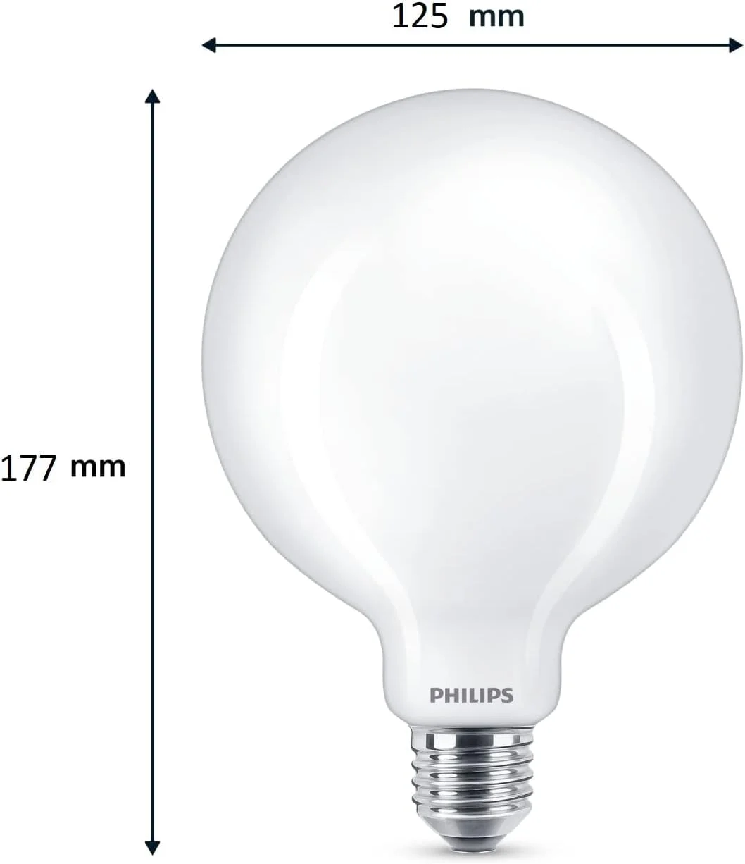 لامپ ال ای دی فیلیپس مدل Premium Frosted Globe G120 با سرپیچ ادیسونی E27، توان 10.5 وات (معادل 100 وات)، نور سفید گرم (2700 کلوین) لامپ ال ای دی فیلیپس مدل Premium Frosted Globe G120 با سرپیچ ادیسونی E27، توان 10.5 وات (معادل 100 وات)، نور سفید گرم (2700 کلوین)