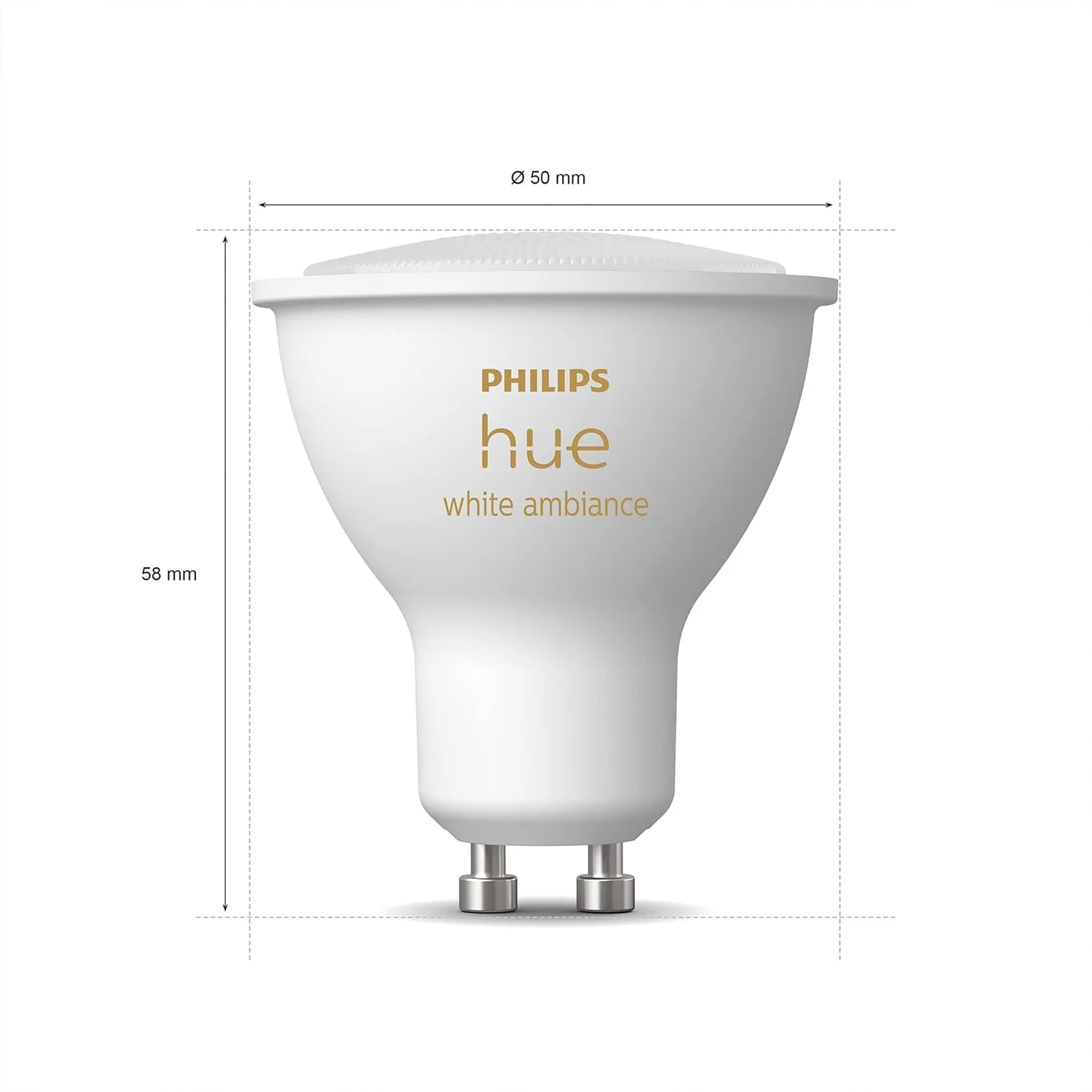 بسته دوتایی چراغ هوشمند Philips Hue White Ambiance LED [GU10 Spot] با بلوتوث. سازگار با الکسا، گوگل اسیستنت و اپل هوم کیت