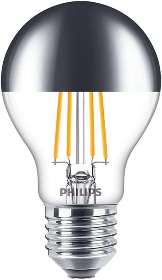 لامپ ال ای دی فیلیپس کلاسیک دیمر پذیر A60 تاج آینه ای [پیچ ادیسونی E27] 7.2 وات - معادل 50 وات، سفید گرم (2700K)