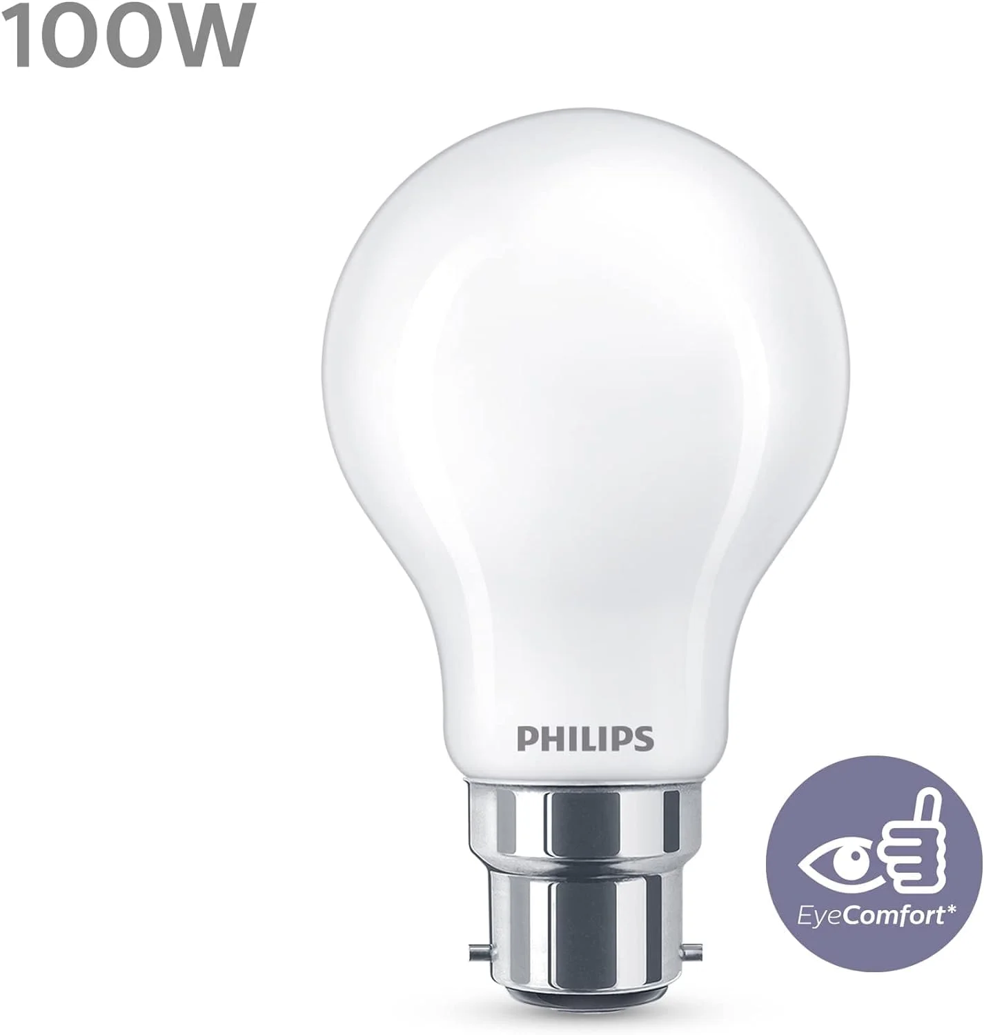 لامپ ال ای دی فیلیپس مدل Premium Classic A60 با پوشش مات [سرپیچ B22] 10.5 وات - معادل 100 وات، نور سفید گرم 2700 کلوین، غیر قابل تنظیم نور