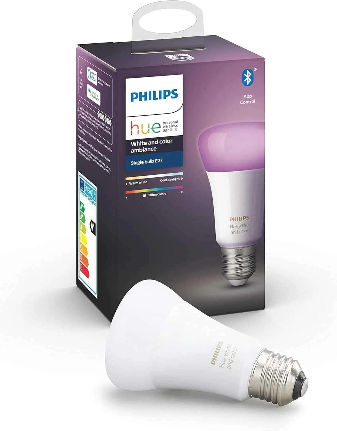 لامپ هوشمند فیلیپس Hue White and Colour Ambiance، 7.5 وات - 800 لومن [E27 Edison Screw] با بلوتوث. سازگار با الکسا، گوگل اسیستنت و اپل هوم کیت