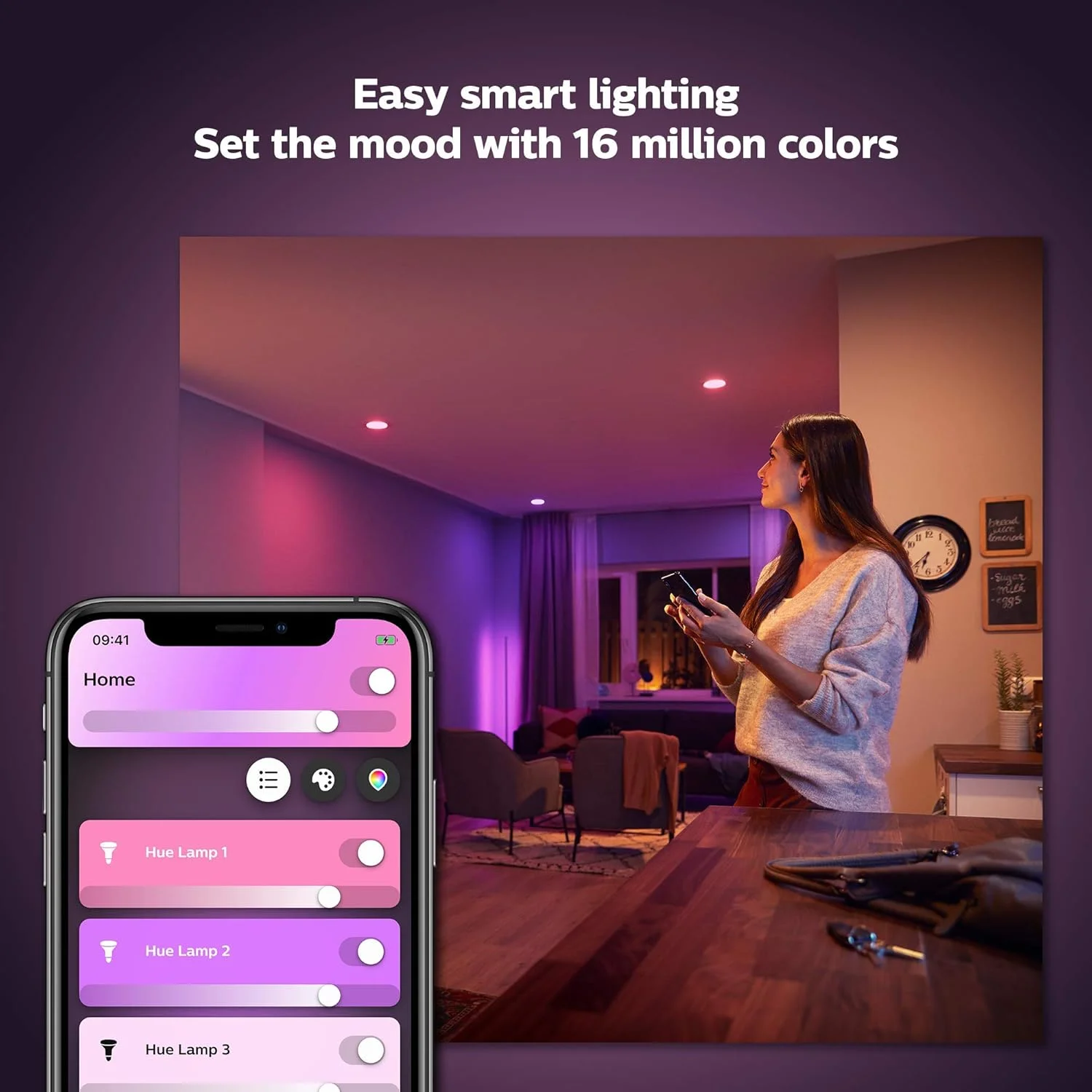 لامپ هوشمند فیلیپس Hue White and Colour Ambiance، 7.5 وات - 800 لومن [E27 Edison Screw] با بلوتوث. سازگار با الکسا، گوگل اسیستنت و اپل هوم کیت