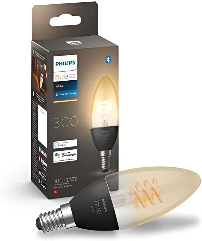 لامپ هوشمند فیلامنتی سفید Philips Hue، تک لامپ LED [E14 سرپیچ کوچک ادیسونی]. سازگار با الکسا، گوگل اسیستنت و اپل هوم کیت