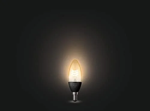 لامپ هوشمند فیلامنتی سفید Philips Hue، تک لامپ LED [E14 سرپیچ کوچک ادیسونی]. سازگار با الکسا، گوگل اسیستنت و اپل هوم کیت