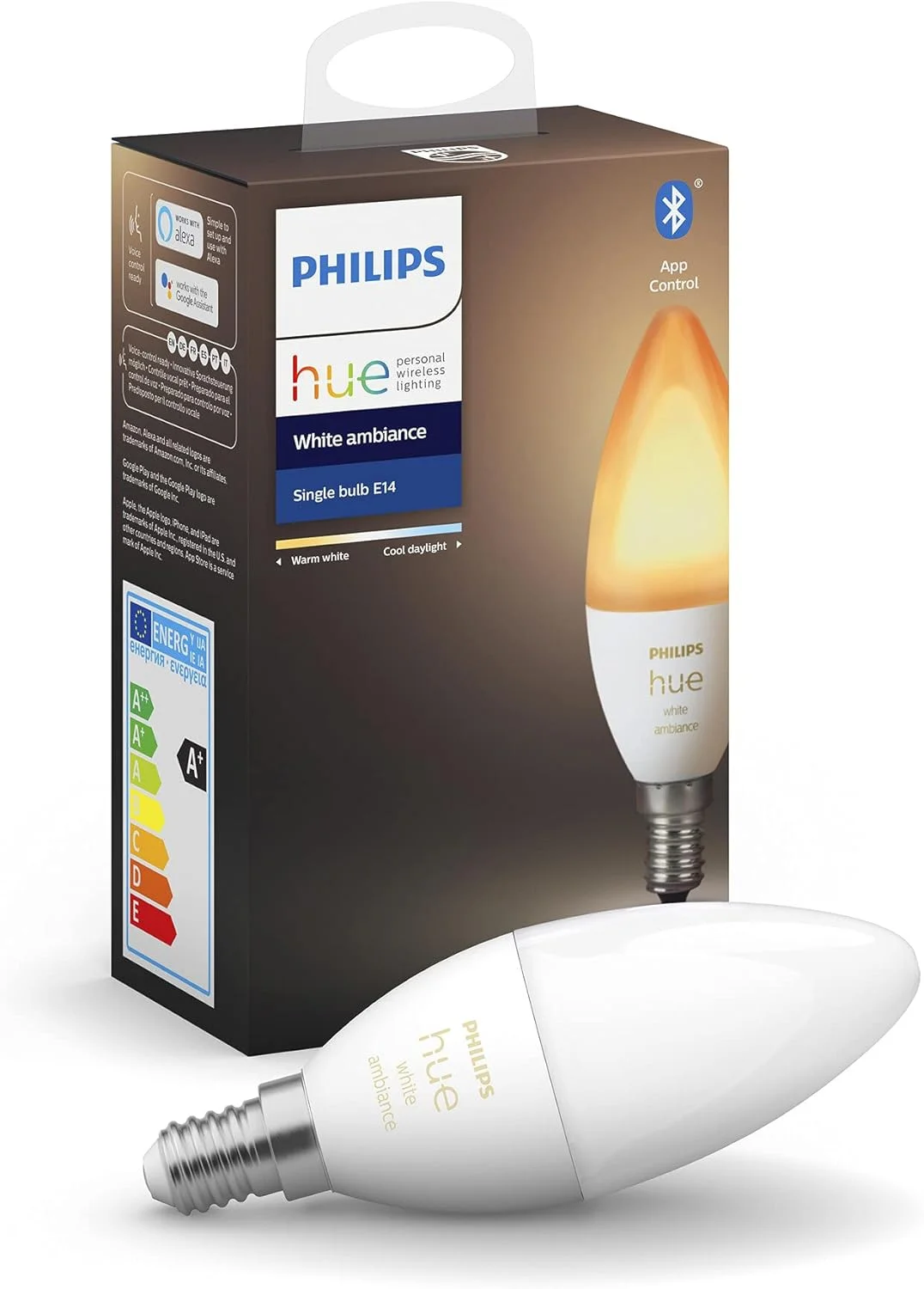 لامپ هوشمند ال ای دی تک رنگ Philips Hue White Ambiance [E14 سرپیچ کوچک ادیسونی] با بلوتوث، سازگار با الکسا، گوگل اسیستنت و اپل هوم کیت