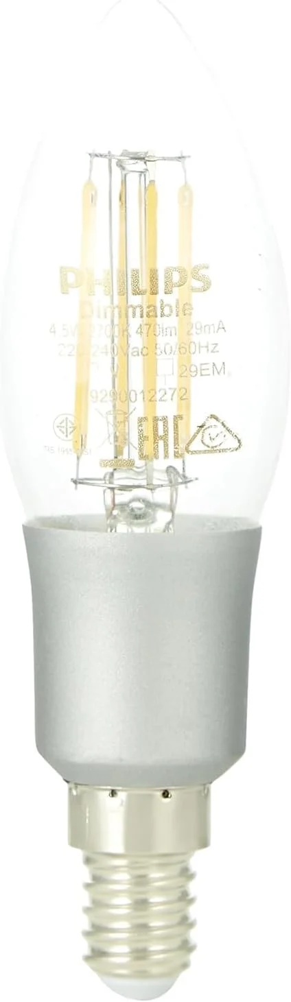 لامپ ال ای دی فیلامنتی شمعی فیلیپس مدل B35 E14 Ww Cl Dimmable، 4.5-50 وات